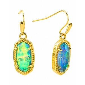 New Kendra Scott Lee Gold Drop Earrings Watercolor Lilac Abalone 14k Gold Plated